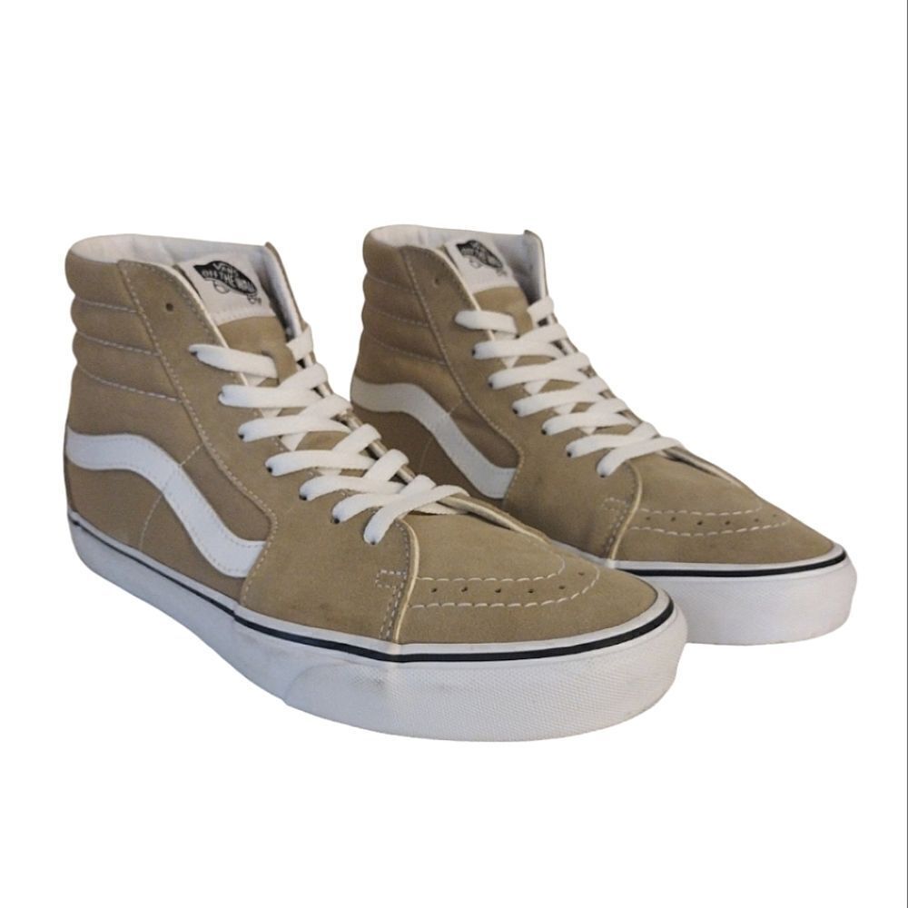 Vans‎ Sk8 Hi Taos Taupe Canvas Suede Mix Skate Sneakers Men's Size 10.5